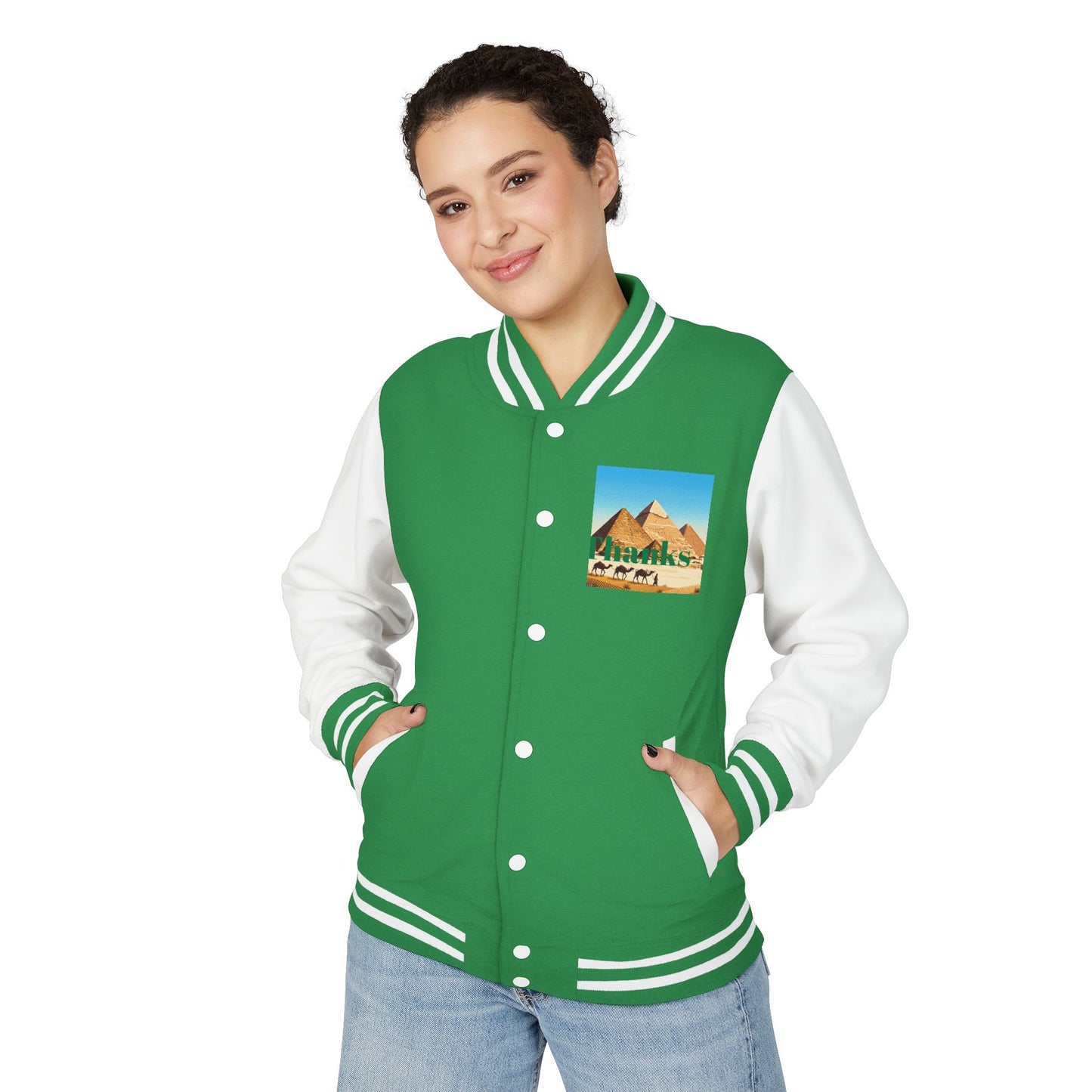 Letterman Jacket — Retro Green Cat Crest Varsity Jacket
