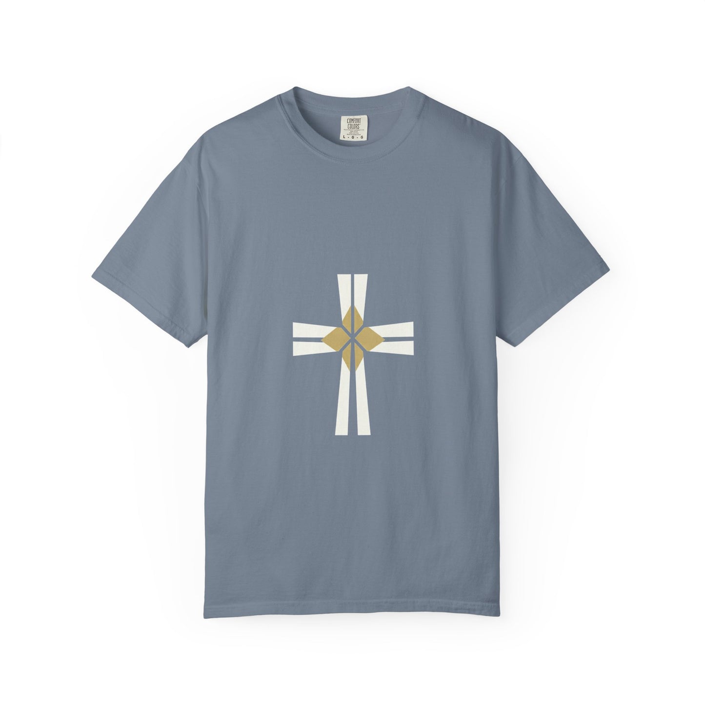Minimal Gold Compass T-Shirt — Small Center Geometric Graphic