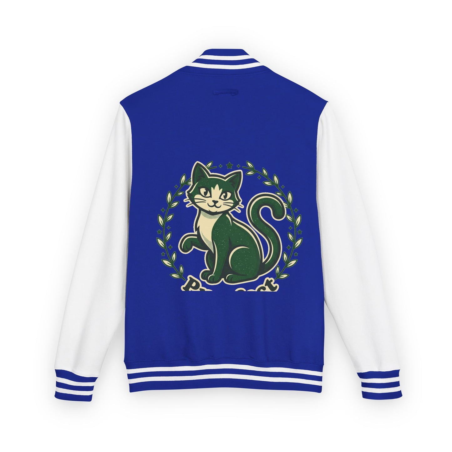 Letterman Jacket — Retro Green Cat Crest Varsity Jacket