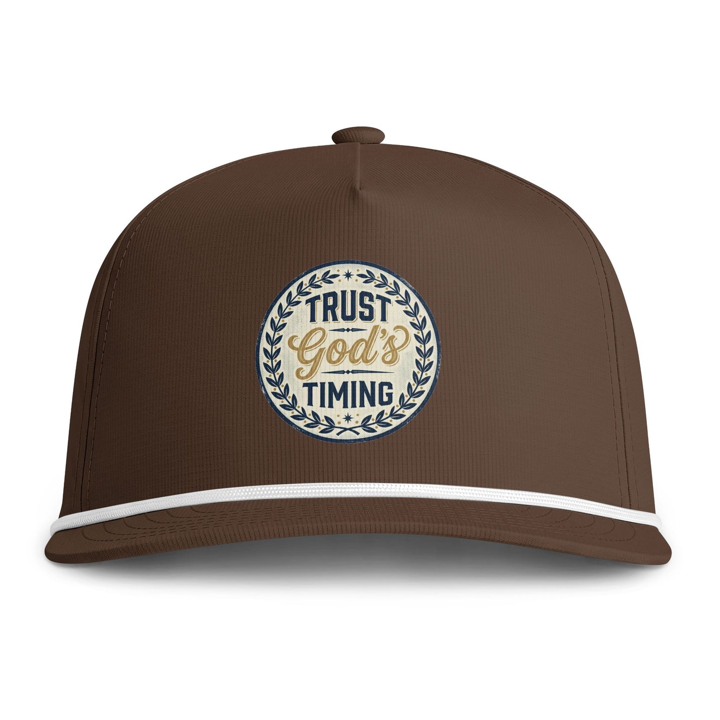 Trust God’s Timing Rope Cap — Faith Baseball Hat with Embroidered Inspirational Patch