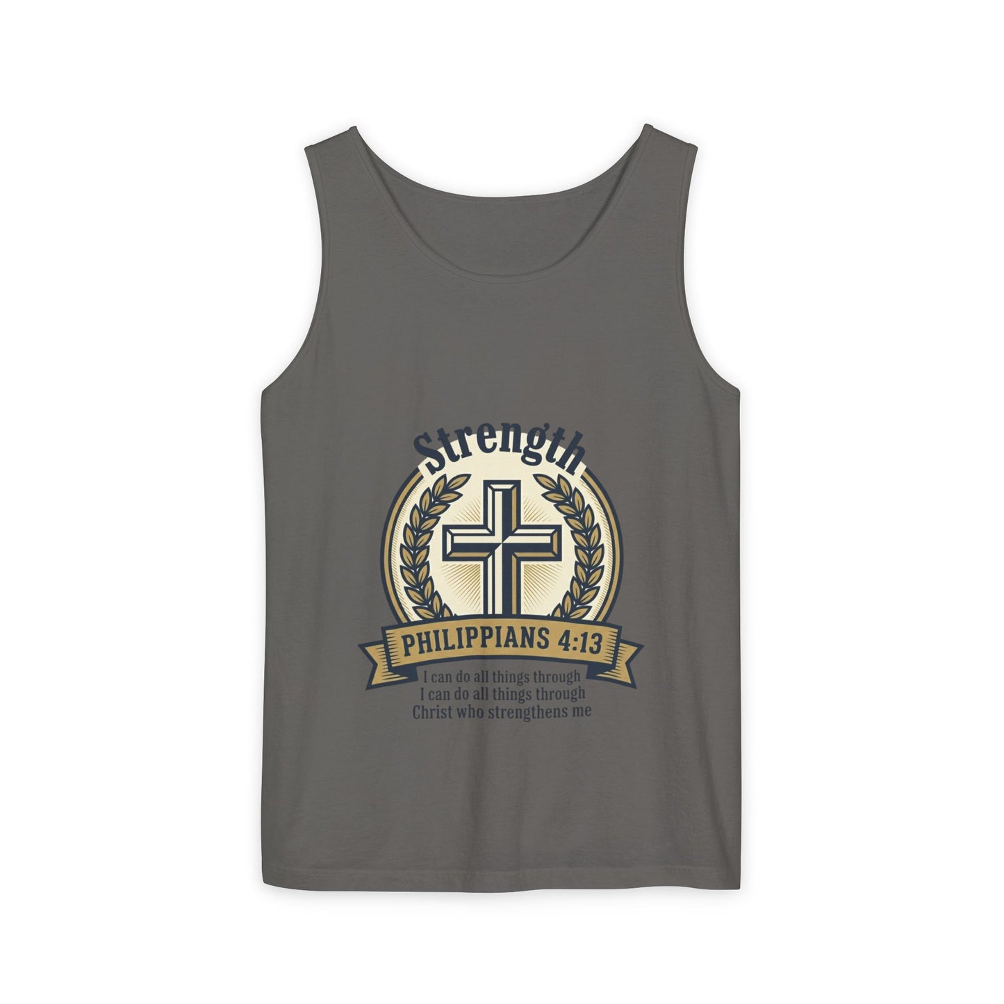Strength Philippians 4:13 Tank Top — Christian Faith Cross Graphic