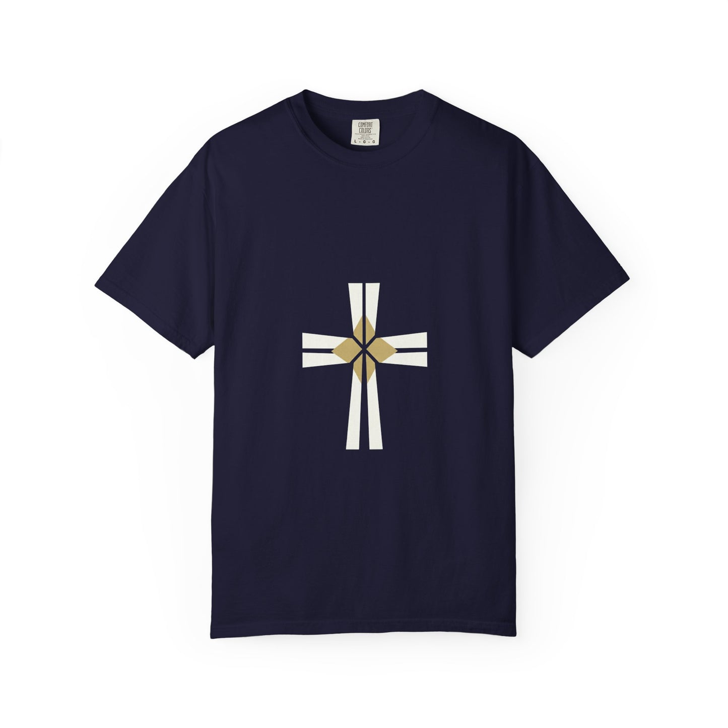 Minimal Gold Compass T-Shirt — Small Center Geometric Graphic