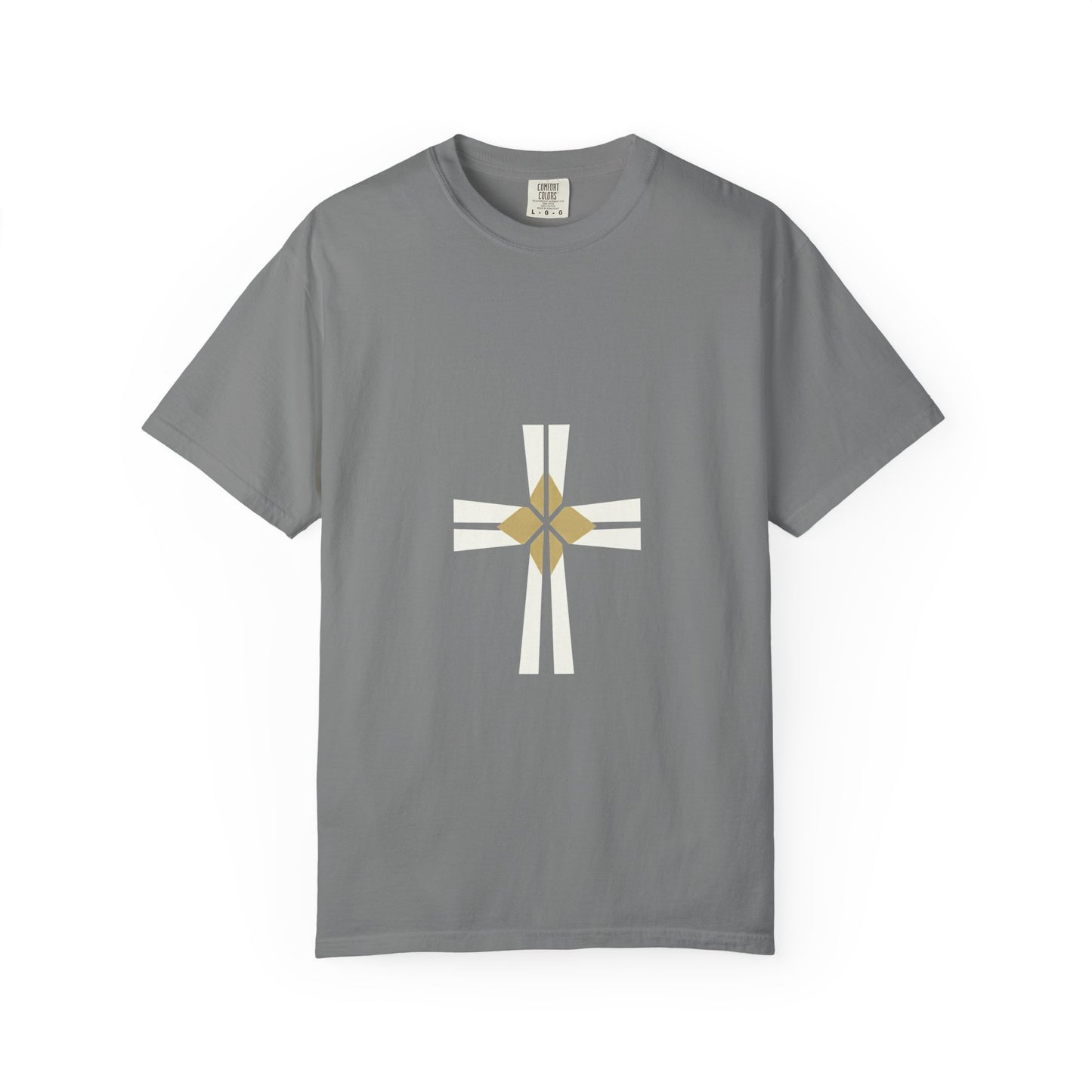 Minimal Gold Compass T-Shirt — Small Center Geometric Graphic
