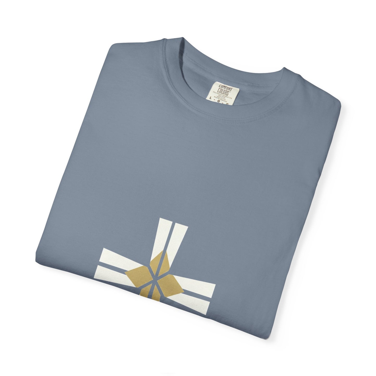 Minimal Gold Compass T-Shirt — Small Center Geometric Graphic