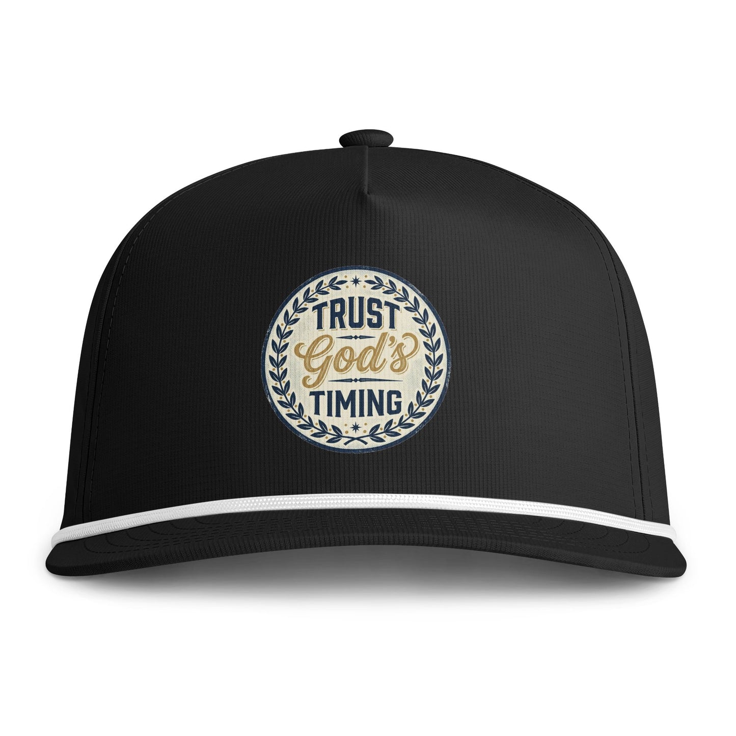 Trust God’s Timing Rope Cap — Faith Baseball Hat with Embroidered Inspirational Patch