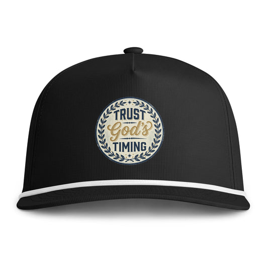 Trust God’s Timing Rope Cap — Faith Baseball Hat with Embroidered Inspirational Patch