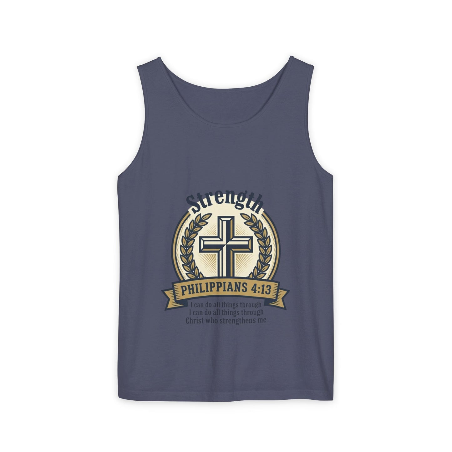 Strength Philippians 4:13 Tank Top — Christian Faith Cross Graphic