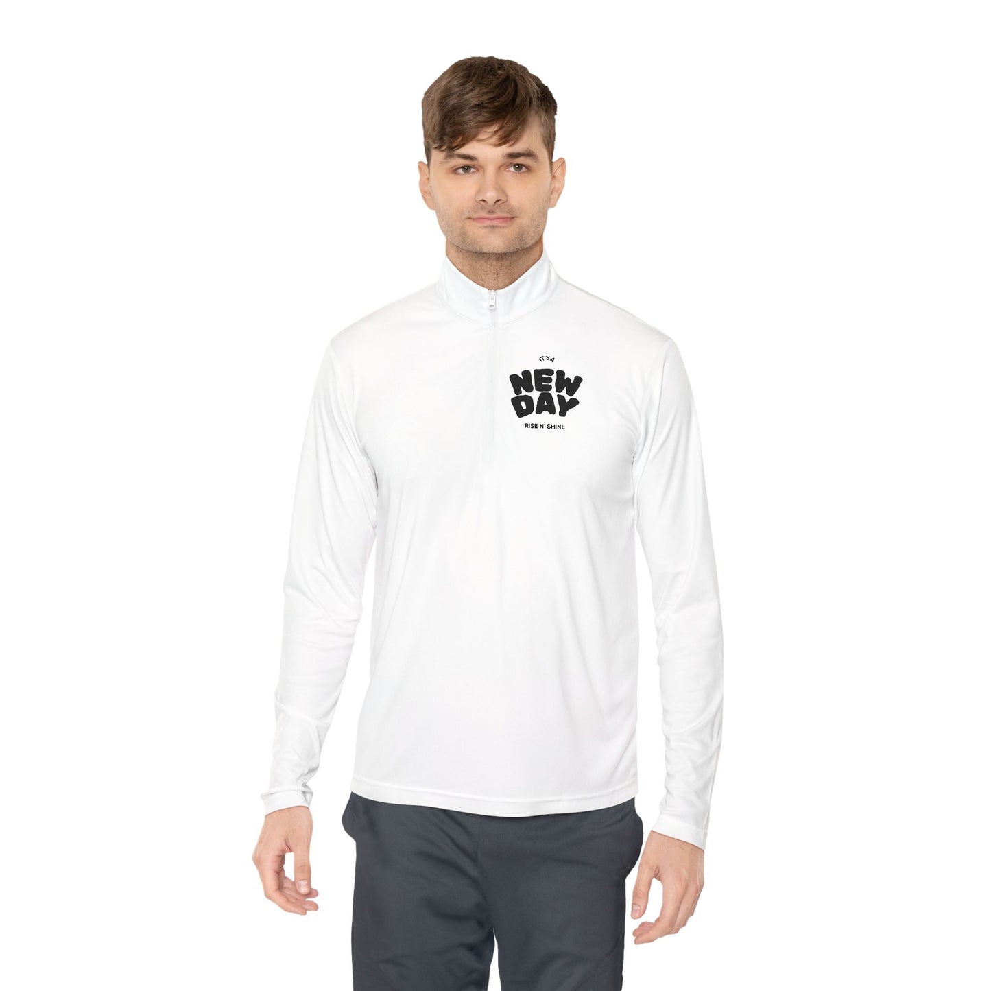 Quarter-Zip Pullover — "Dazed" Retro Wavy Logo Chest Pullover