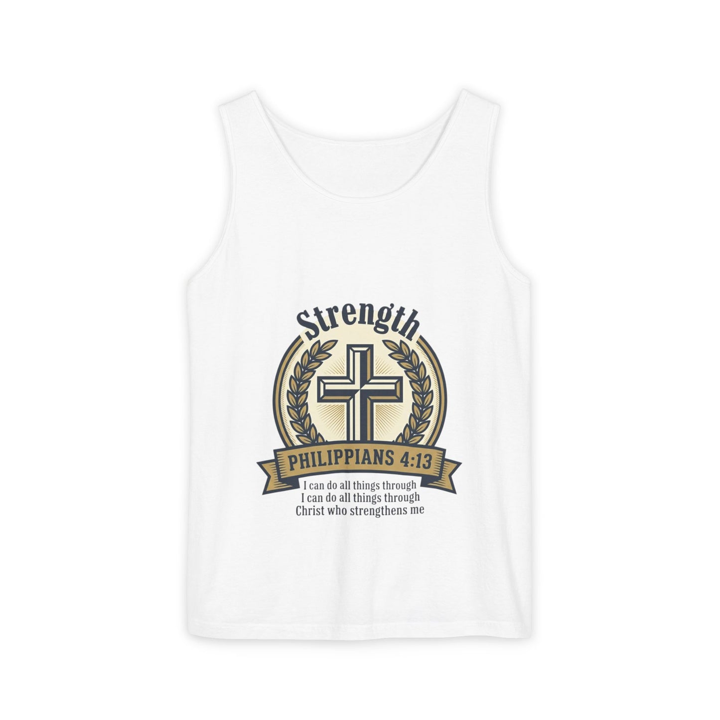Strength Philippians 4:13 Tank Top — Christian Faith Cross Graphic