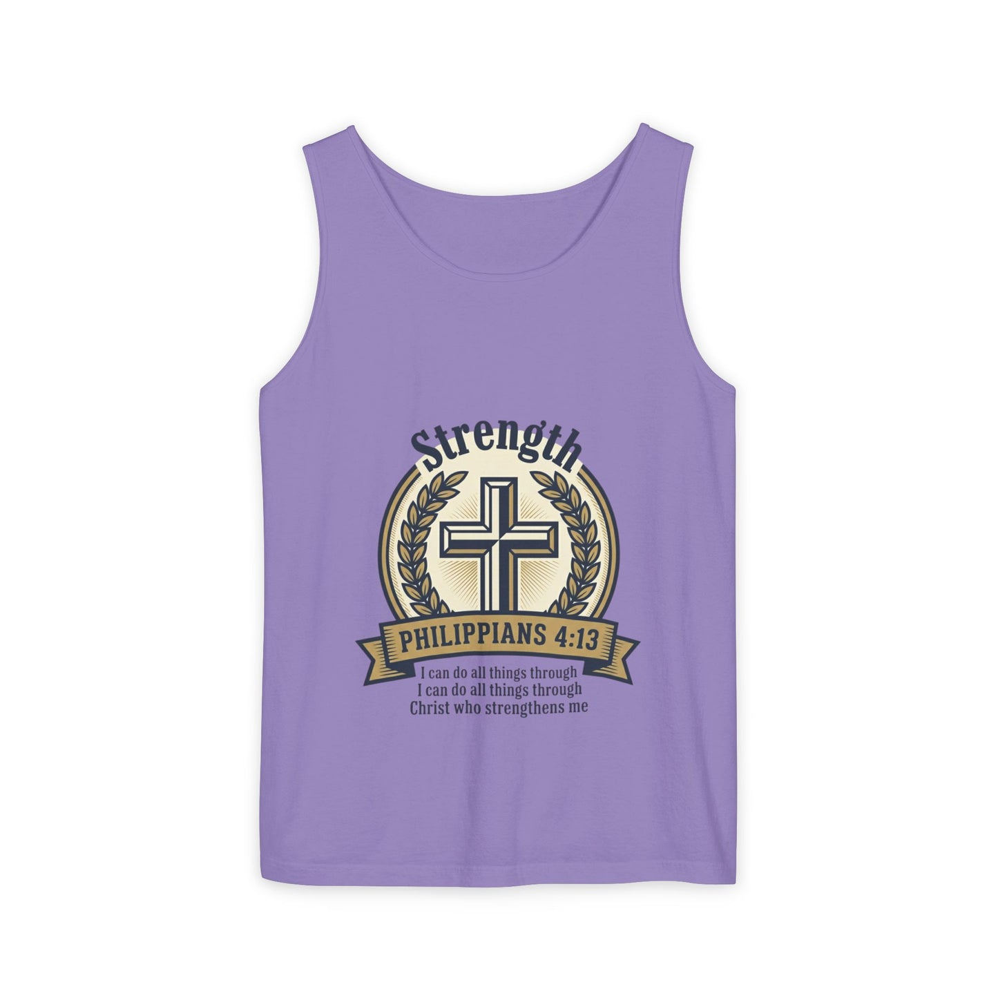 Strength Philippians 4:13 Tank Top — Christian Faith Cross Graphic