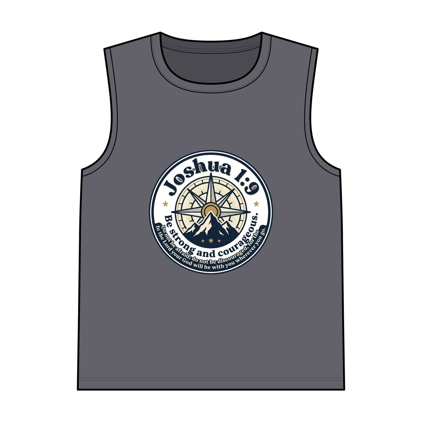 Joshua 1:9 Compass Tank Top — Be Strong and Courageous Christian Muscle Tee