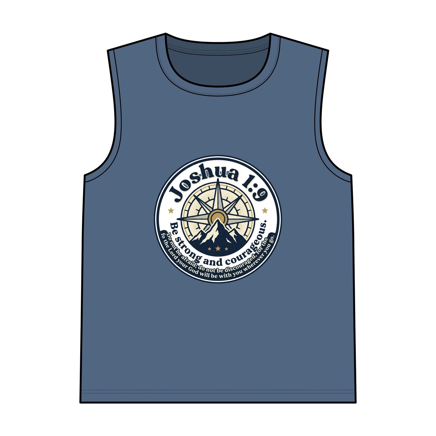 Joshua 1:9 Compass Tank Top — Be Strong and Courageous Christian Muscle Tee