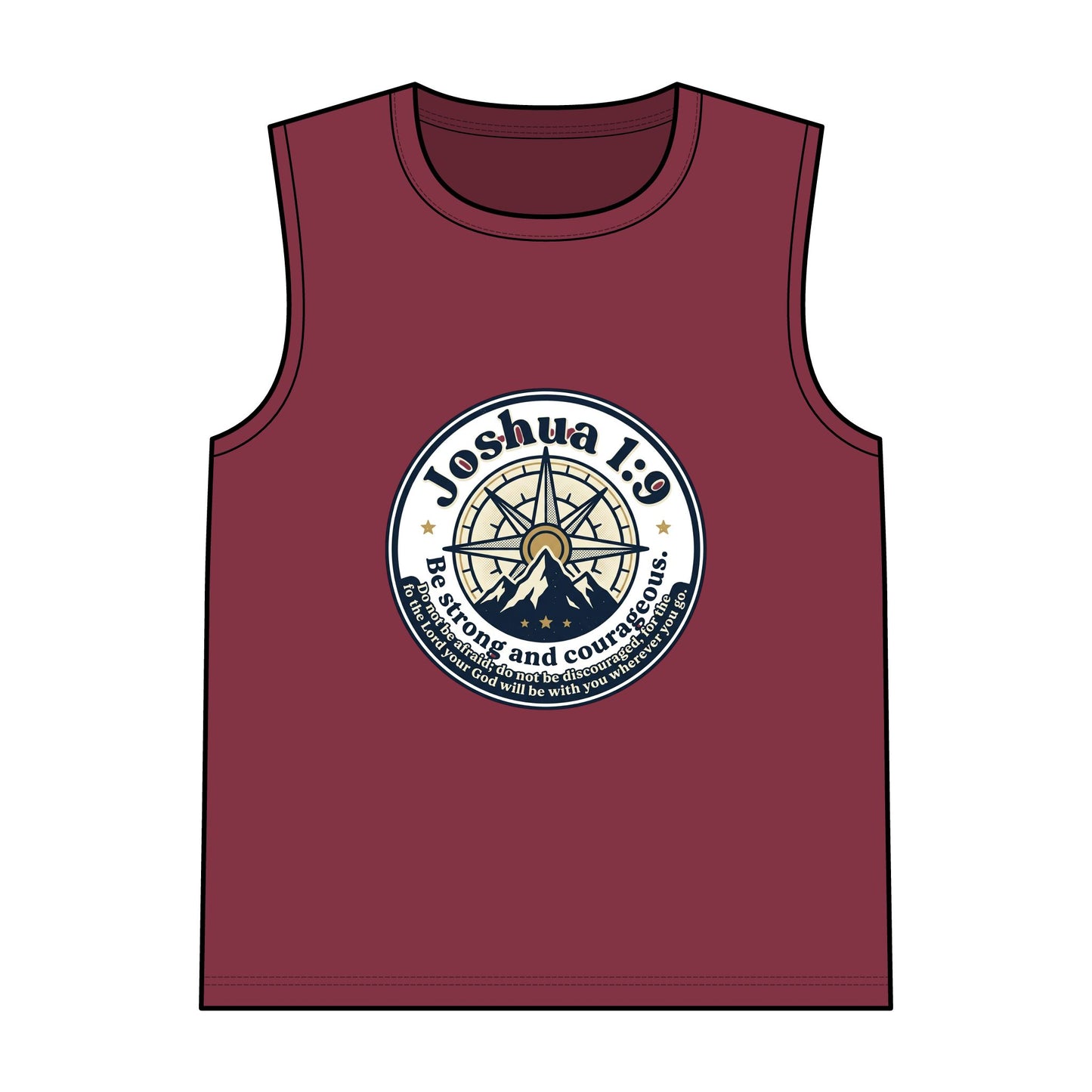 Joshua 1:9 Compass Tank Top — Be Strong and Courageous Christian Muscle Tee