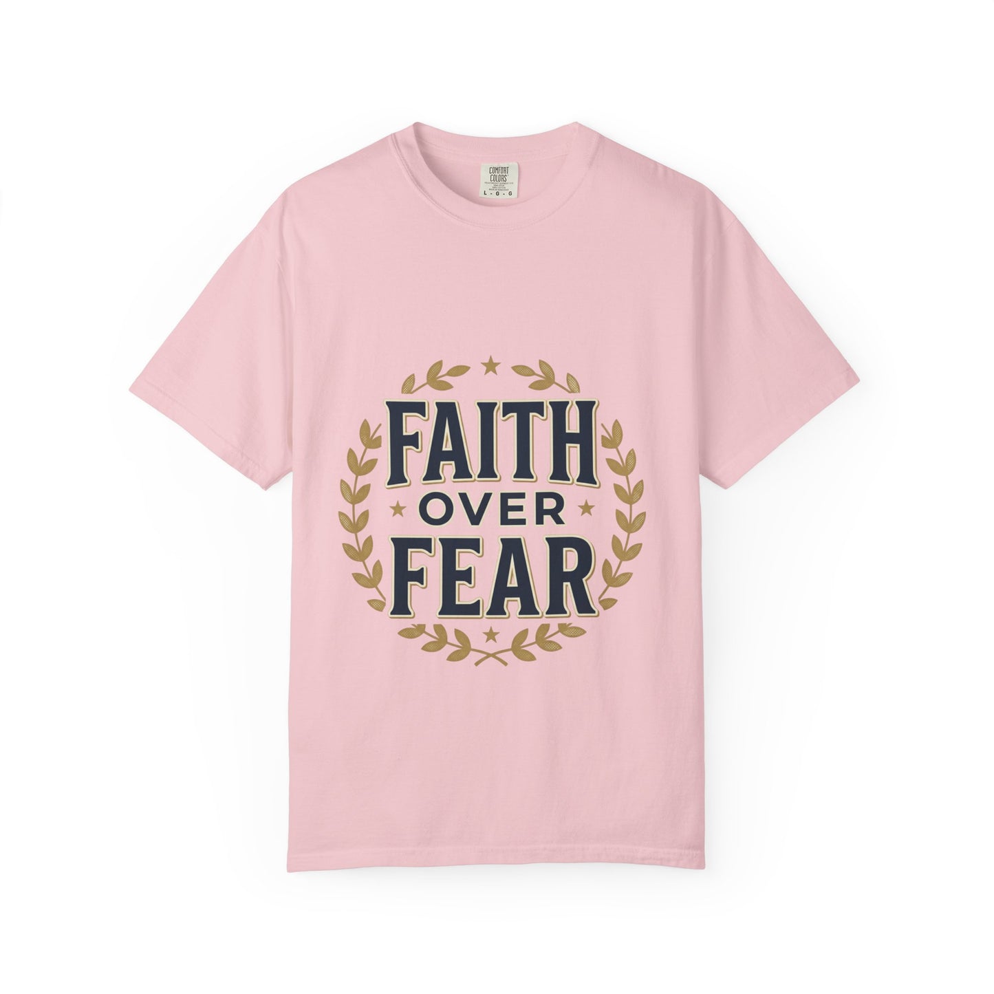 Faith Over Fear T‑Shirt — Inspirational Christian Tee with Laurel Emblem