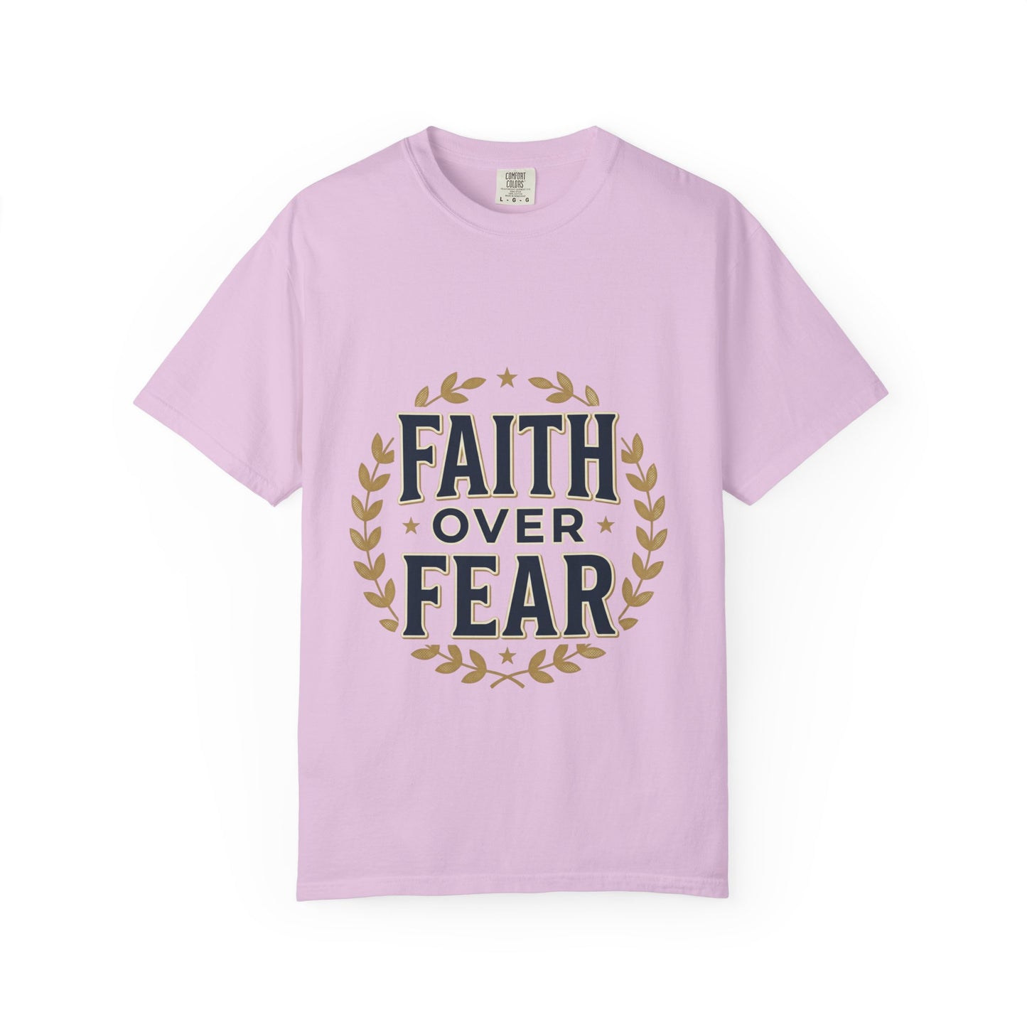 Faith Over Fear T‑Shirt — Inspirational Christian Tee with Laurel Emblem
