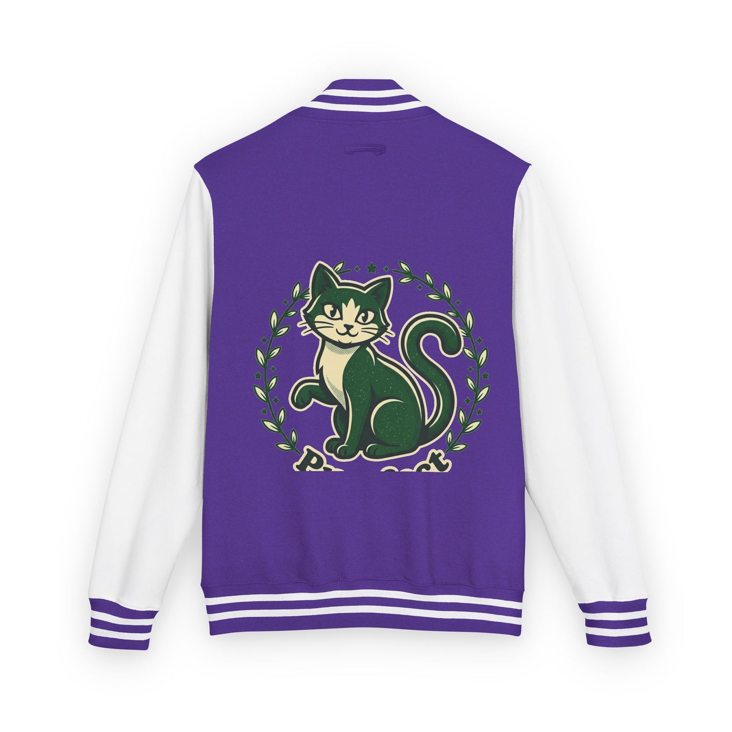 Letterman Jacket — Retro Green Cat Crest Varsity Jacket