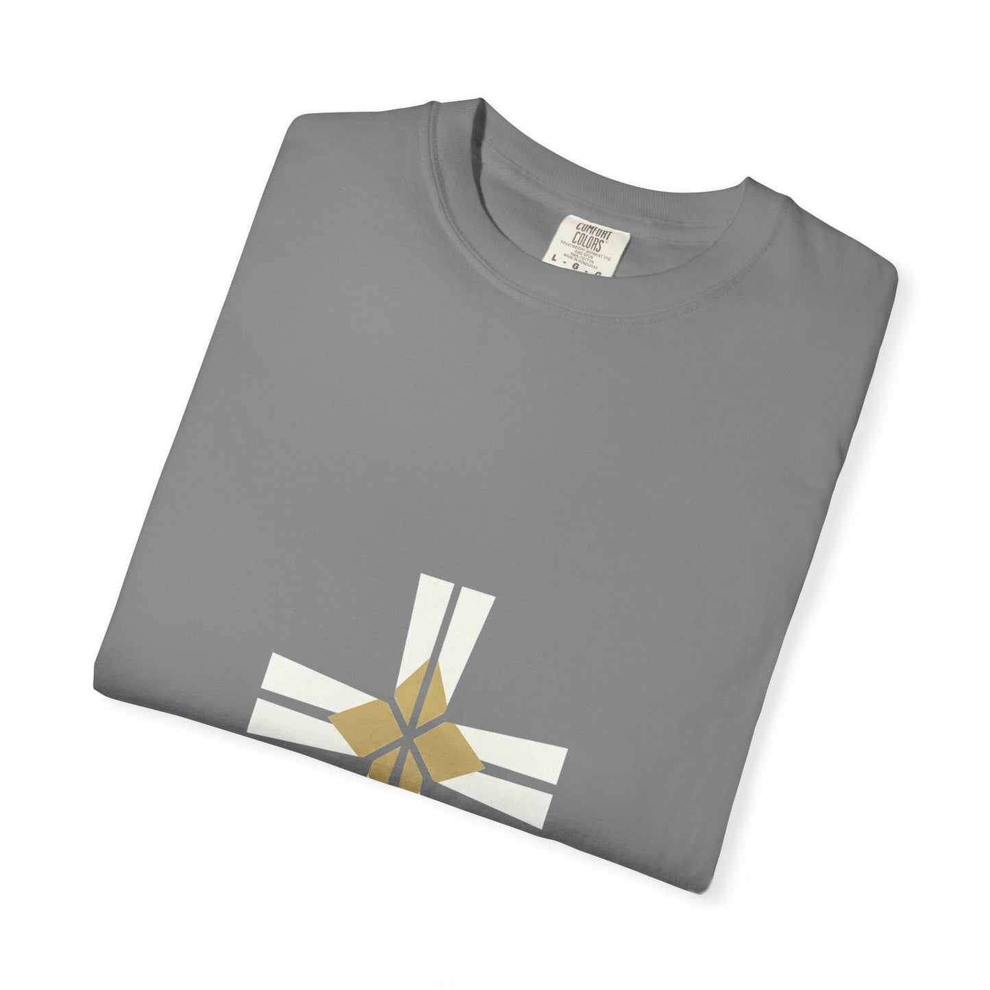 Minimal Gold Compass T-Shirt — Small Center Geometric Graphic
