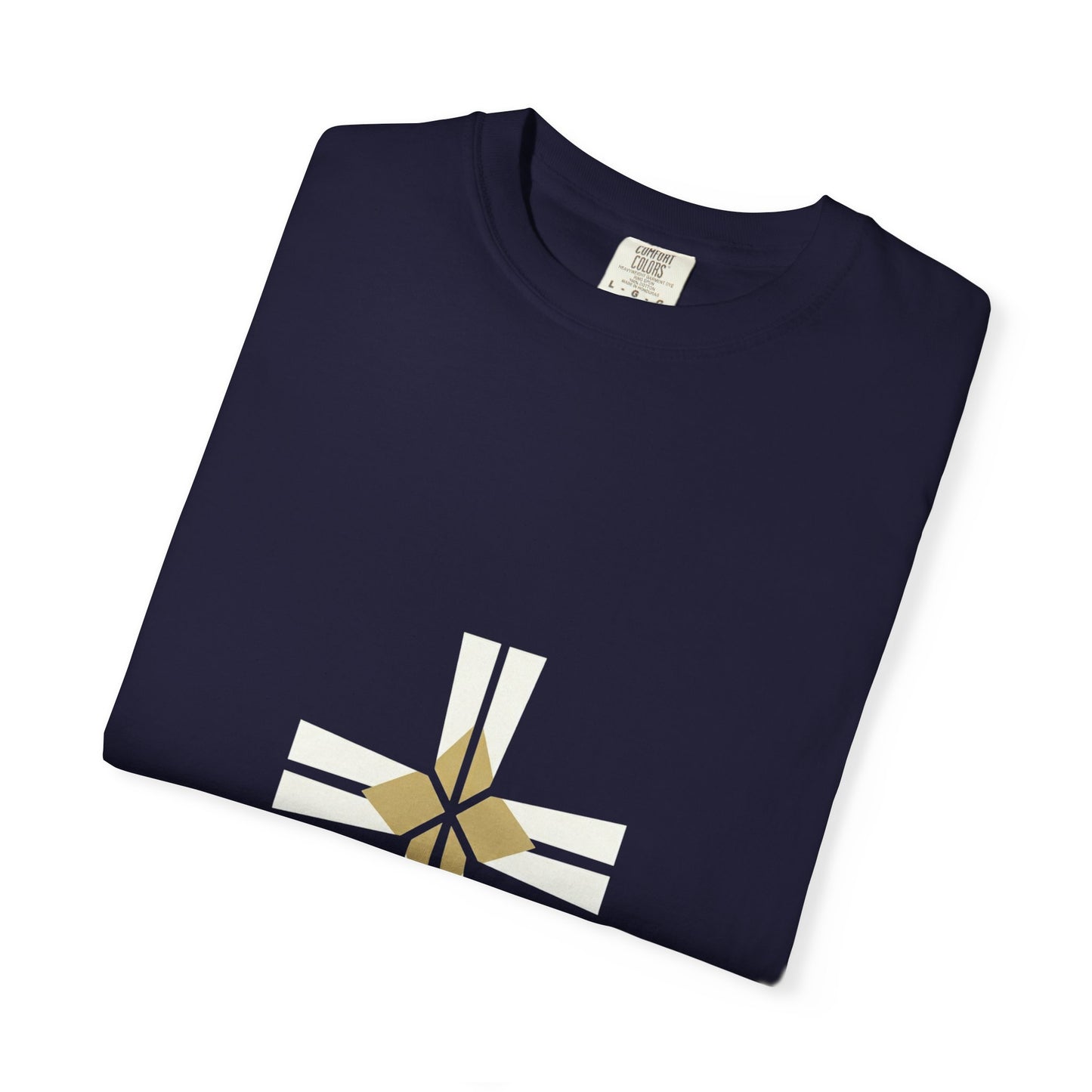 Minimal Gold Compass T-Shirt — Small Center Geometric Graphic