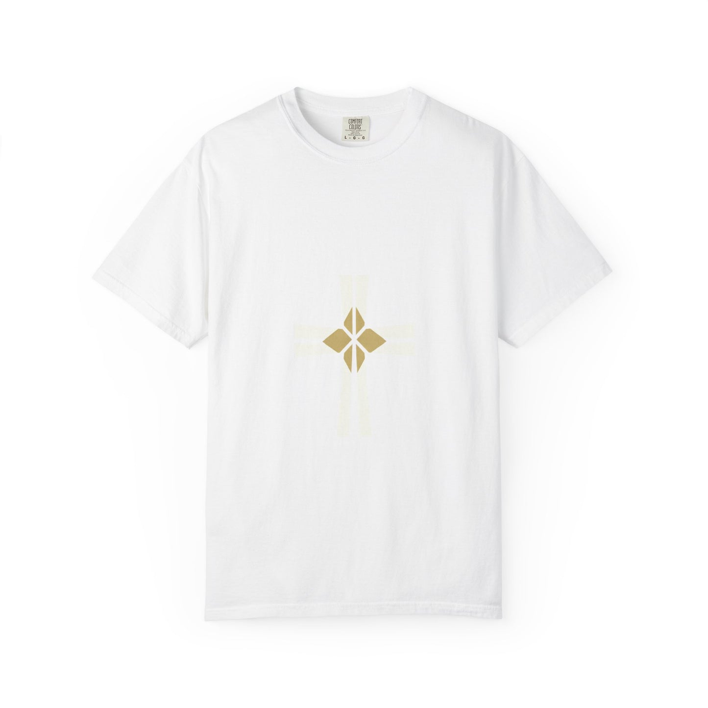 Minimal Gold Compass T-Shirt — Small Center Geometric Graphic